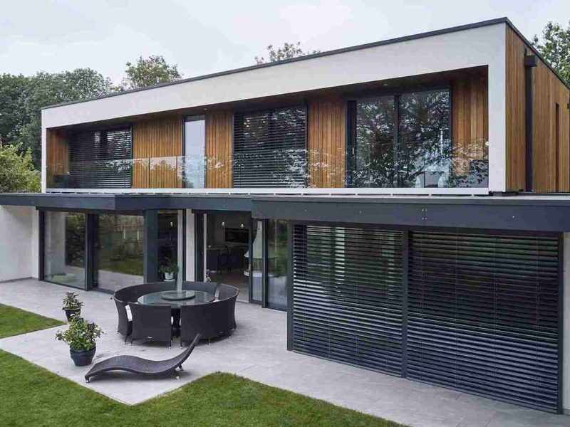 KS 430 Lift & Slide Doors, KF 410 Windows (all in uPVC-Aluminium), Raffstore External Shading