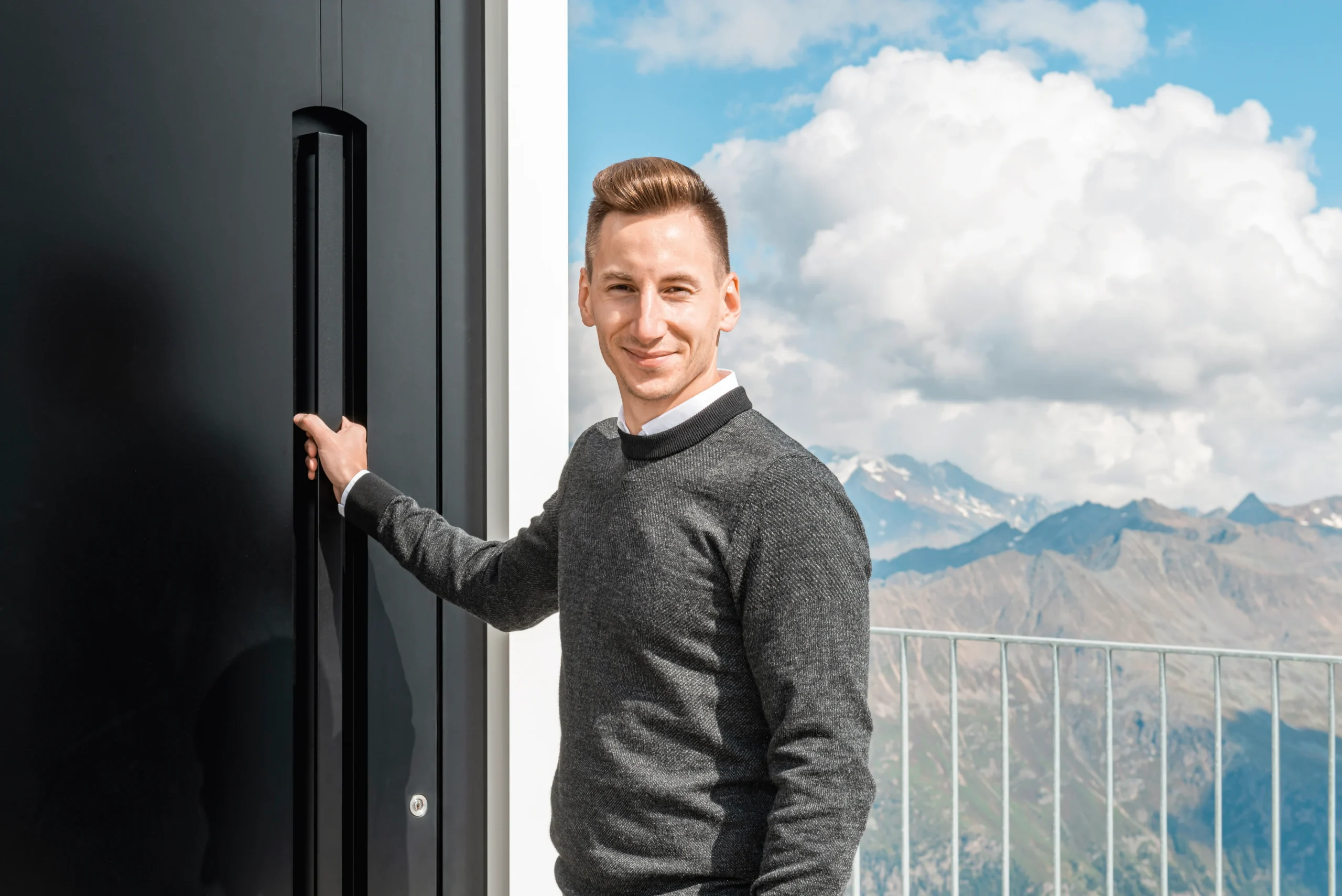 Designer Denis Vesel with one of his Internorm entrance door designs