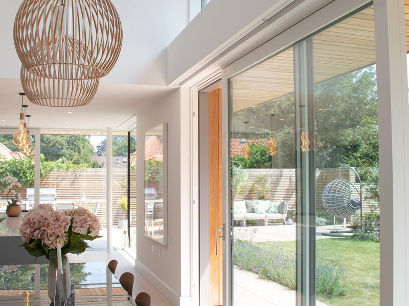 HS 330 Timber-Aluminium Lift & Slide Door with glass-to-glass corner