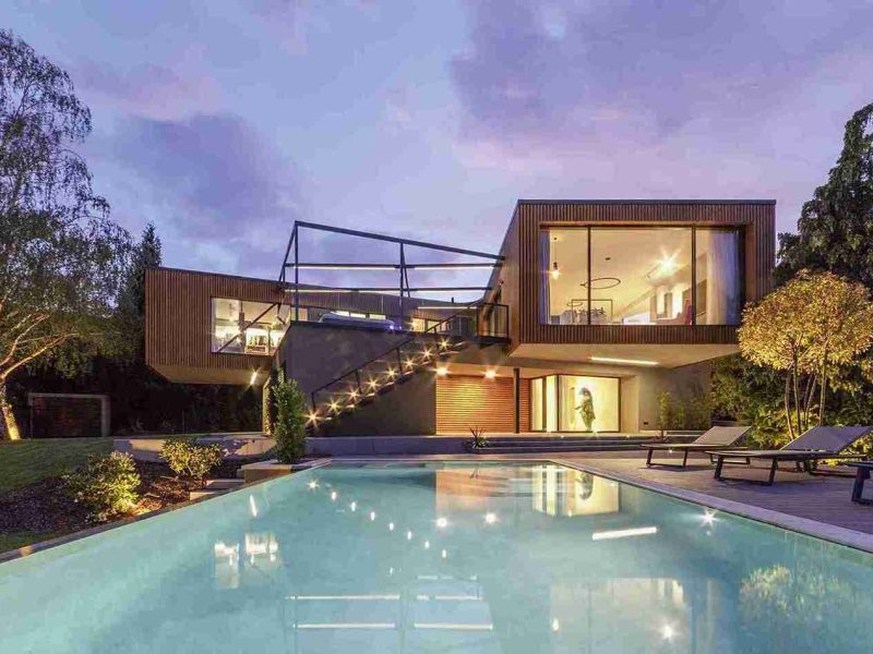 HS330 Timber-Aluminium Lift and Slide Doors, fixed glazing